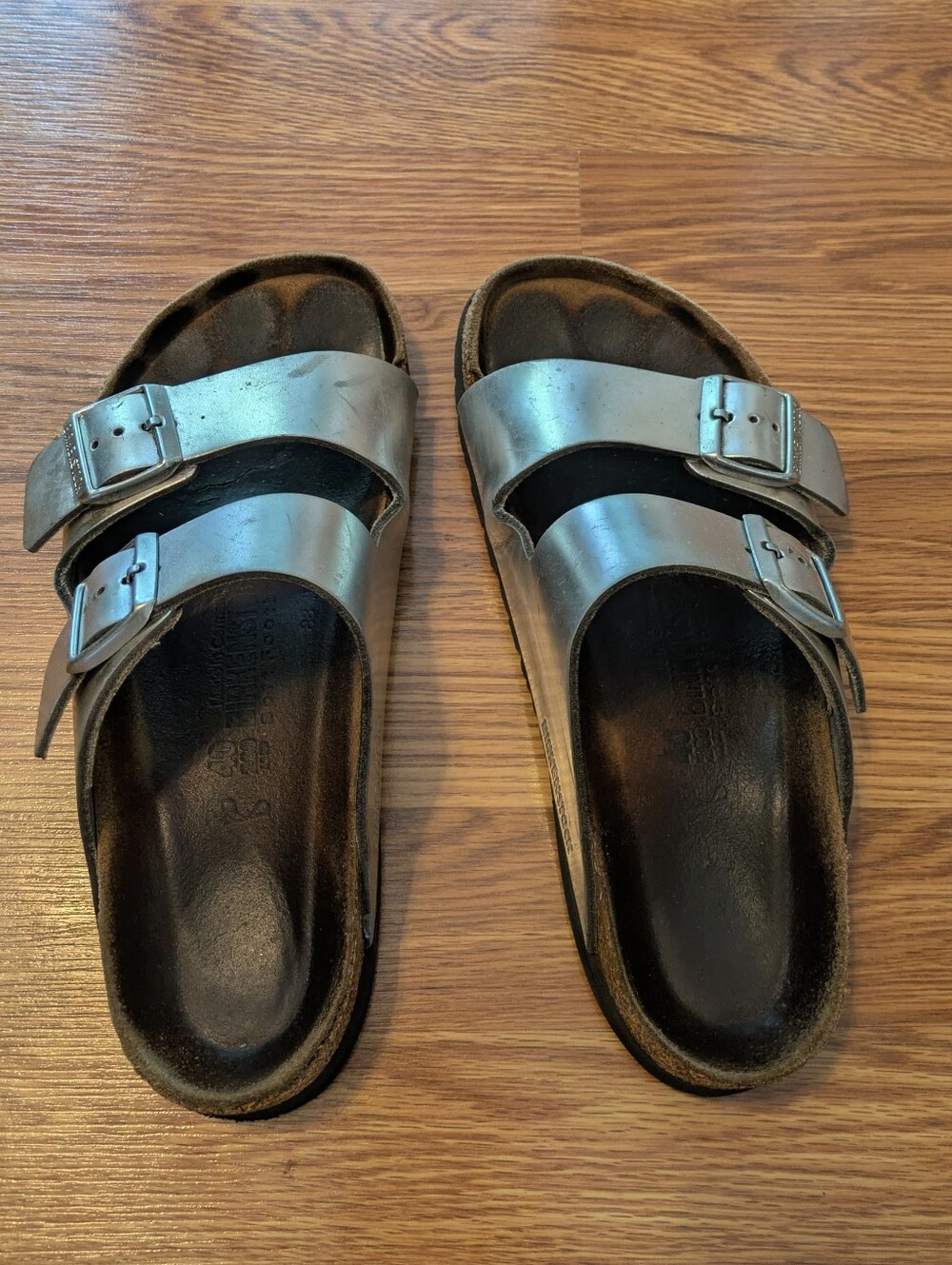 Birkenstock Silver Arizona Leather Sandals